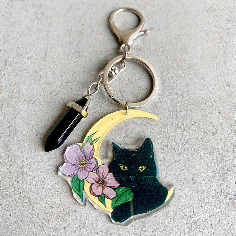 3pcs al por mayor/paquete acrílico colgante gato luna luna de cristal
